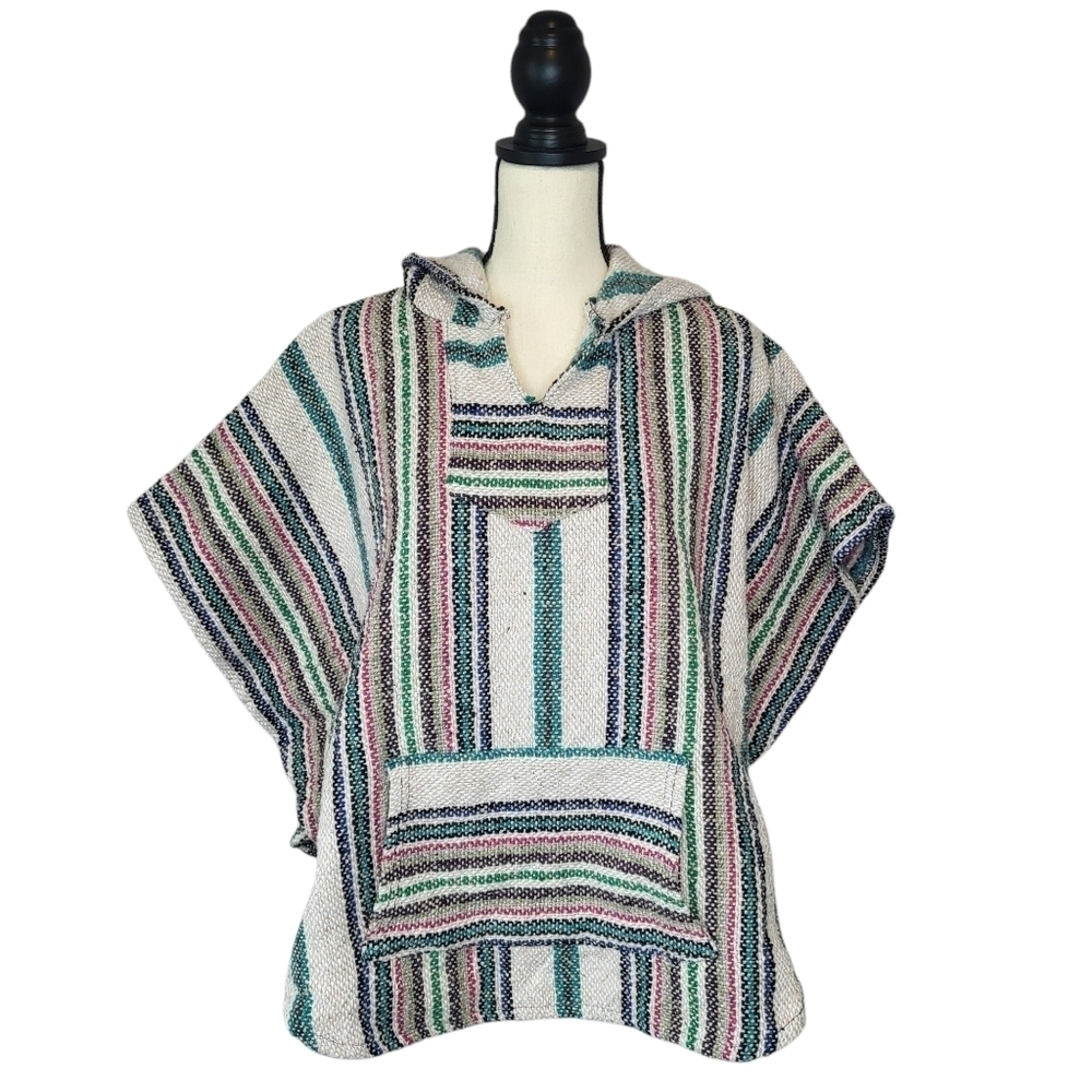 Baja Joe Hoodie Poncho Hoodie Multicolored Front Kangaroo Pocket Size S/M